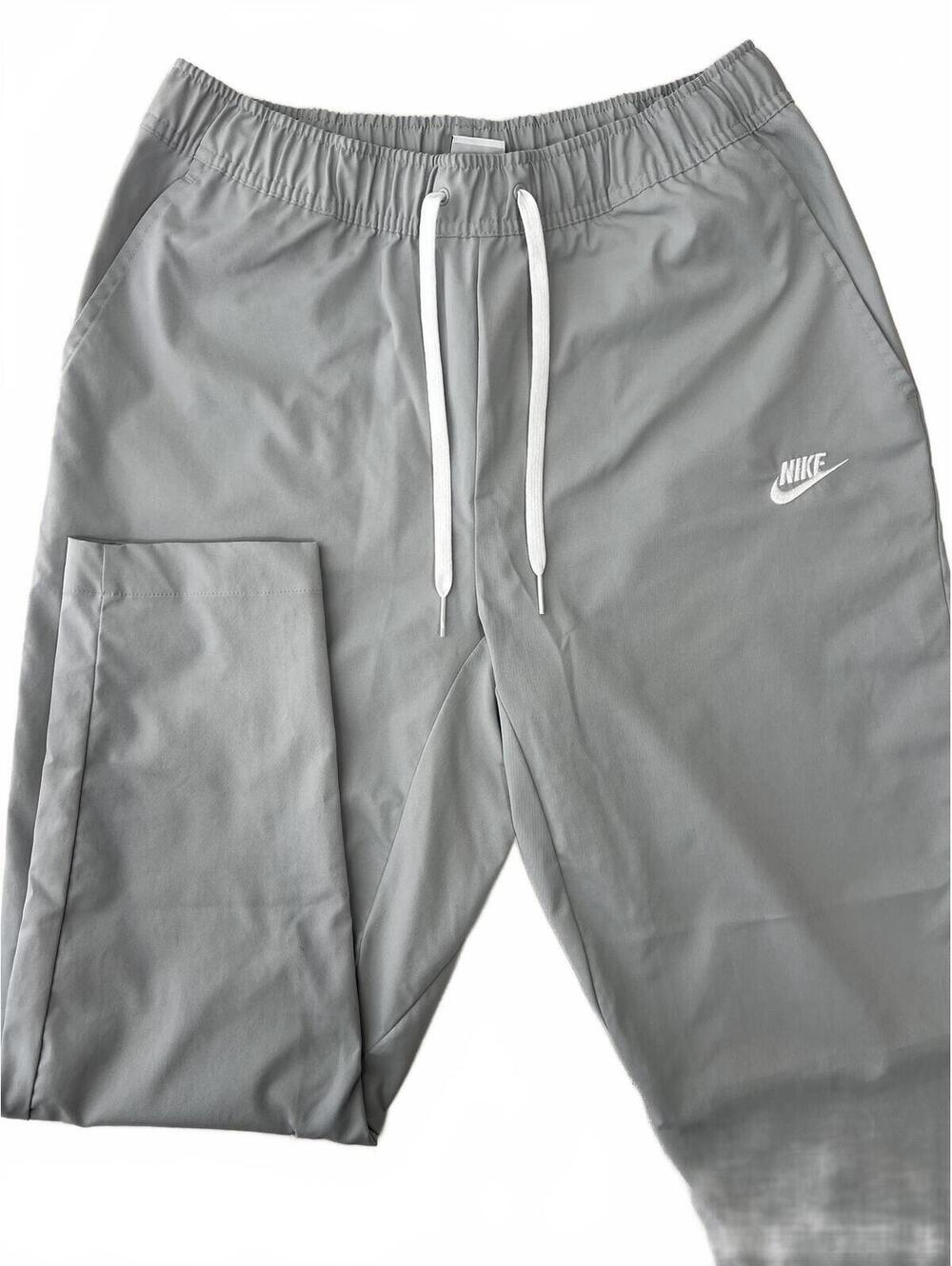 Nike Sportswear Woven Pants Men's Large Gray Elastic Waist Drawstring Athletic